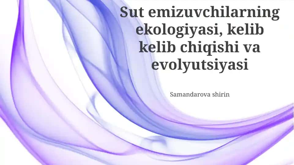 Sut emizuvchilarning ekologiyasi, kelib chiqishi va evolyutsiyasi