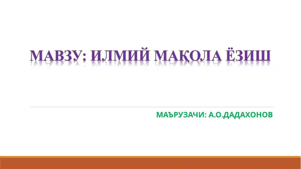 Ilmii Maqola Yozish Teknikalari