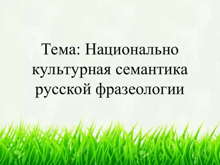 Национально культурная семантика русской фразеологии