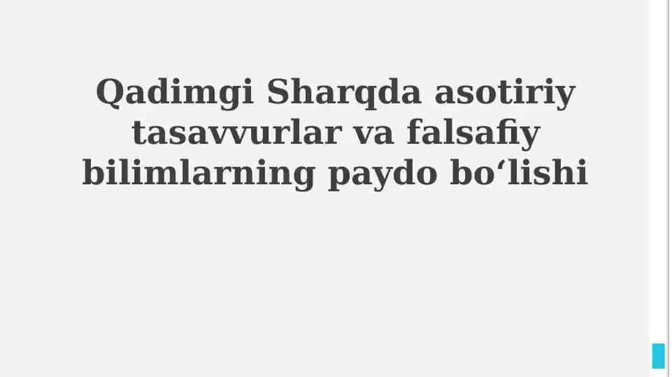 Qadimgi Sharq mifologiyasi va falsafasi
