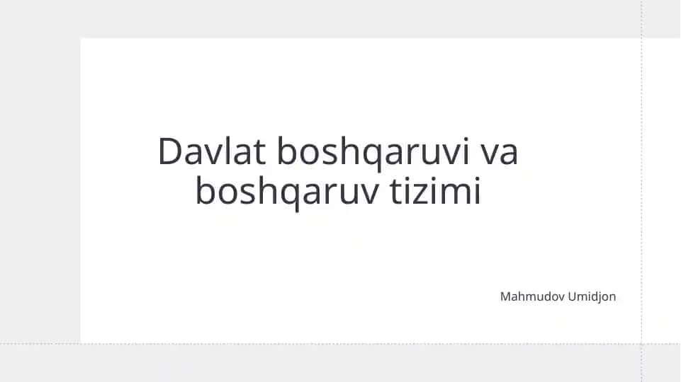 Davlat boshqaruvi va boshqaruv tizimi