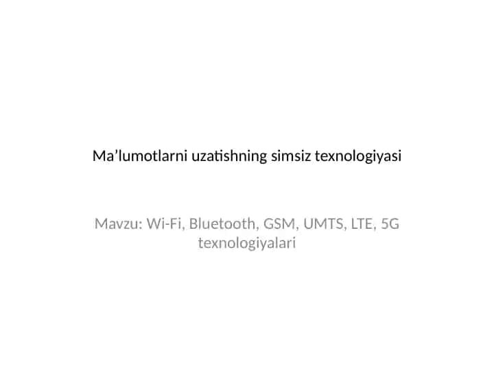 Simsiz texnologiyalar