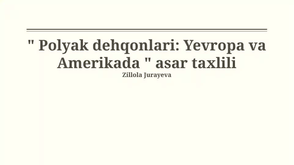 Evropadagi O'zbek Dehqonlari
