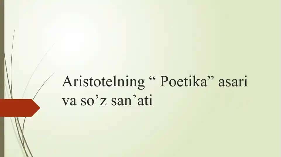 Aristotelning " Poetika " asari