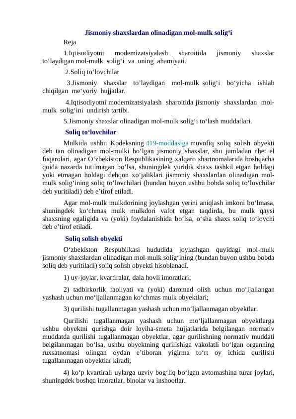 Jismoniy shaxslardan olinadigan mol-mulk solig‘i