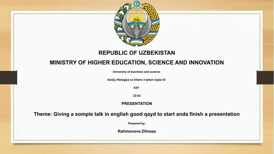 Giving a somple talk in english good qayd to start anda finish a presentation
