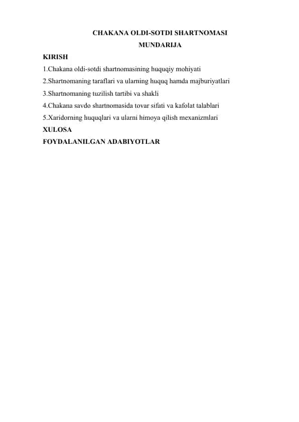 Chakana oldi-sotdi shartnomasi