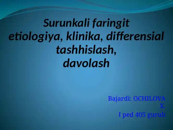 Surunkali Faringit (Pharyngitis Chronica)