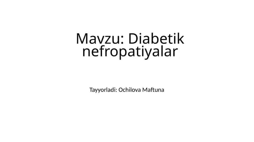 Diabetik nefropatiyalar