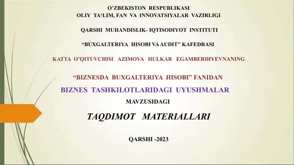 Biznes tashkilotlaridagi uyushmalar