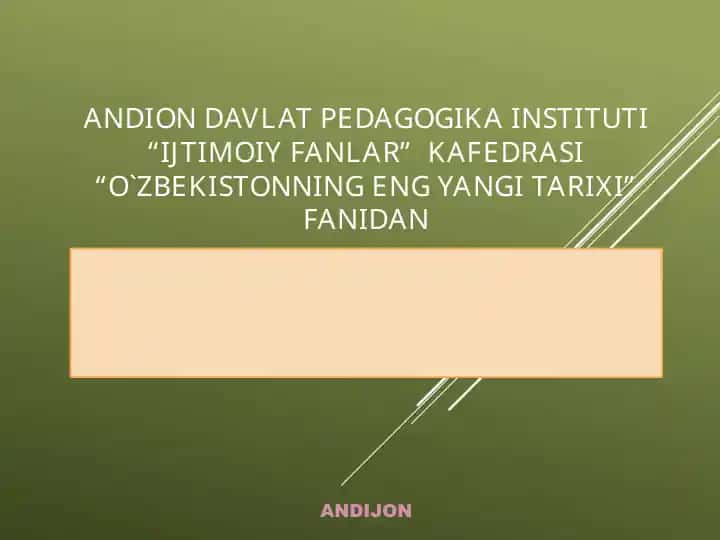 O'zbekistonning eng yangi tarixi