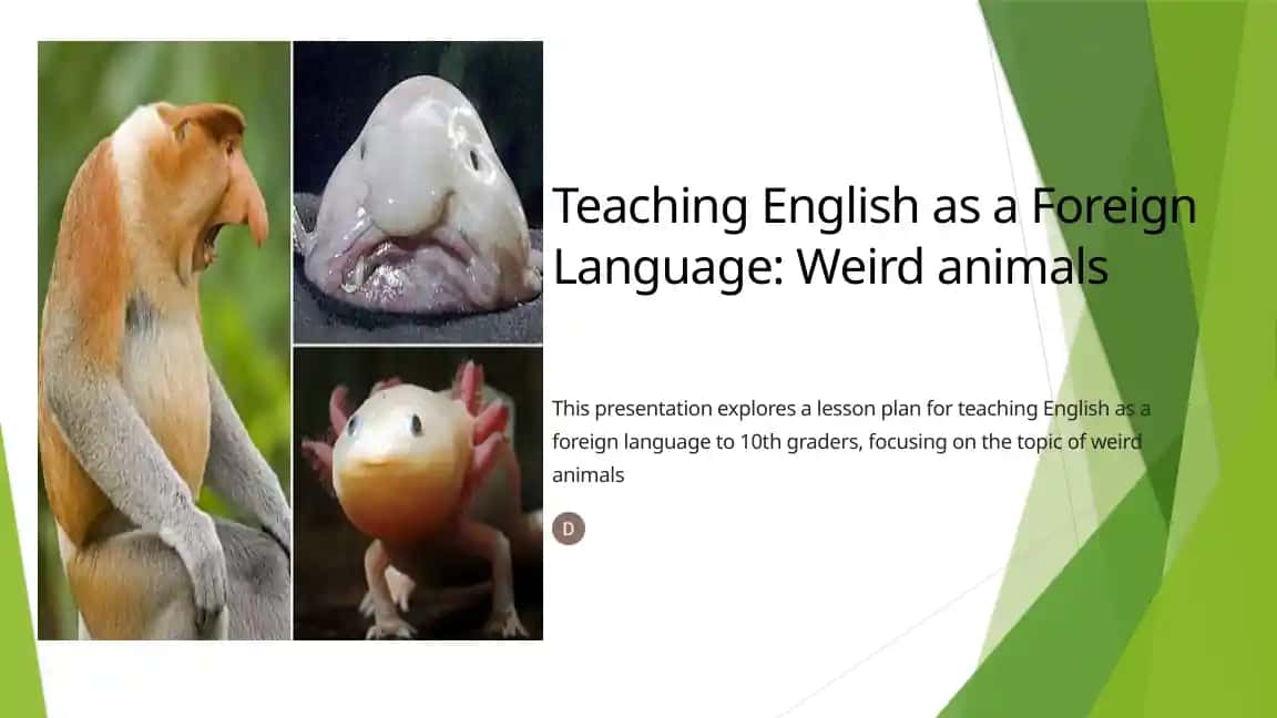 Teaching English as a Foreign Language: Weird animals