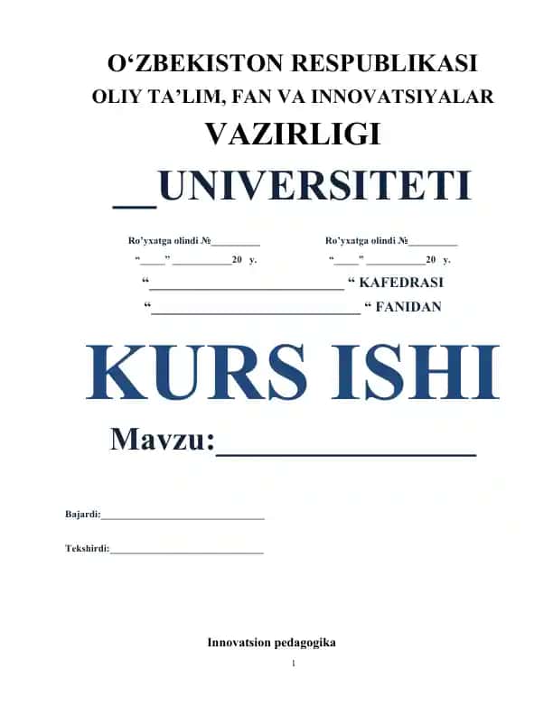Innovatsion pedagogika kurs ishi