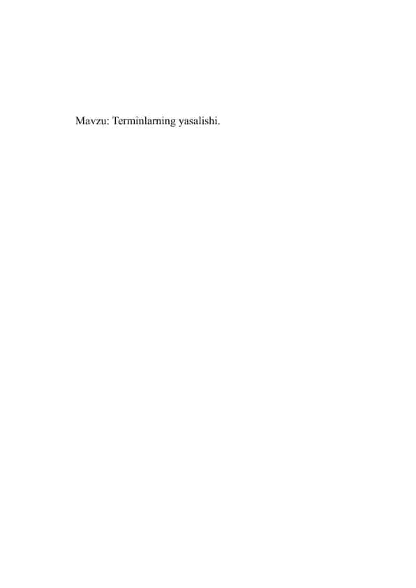 Terminlarning yasalishi
