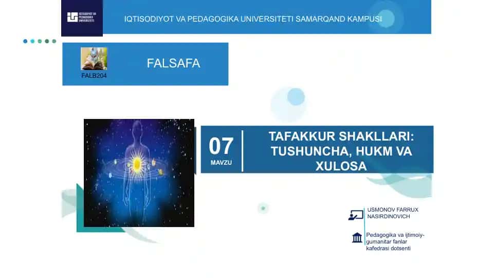 TAFAKKUR SHAKLLARI: TUSHUNCHA, HUKM VA XULOSA