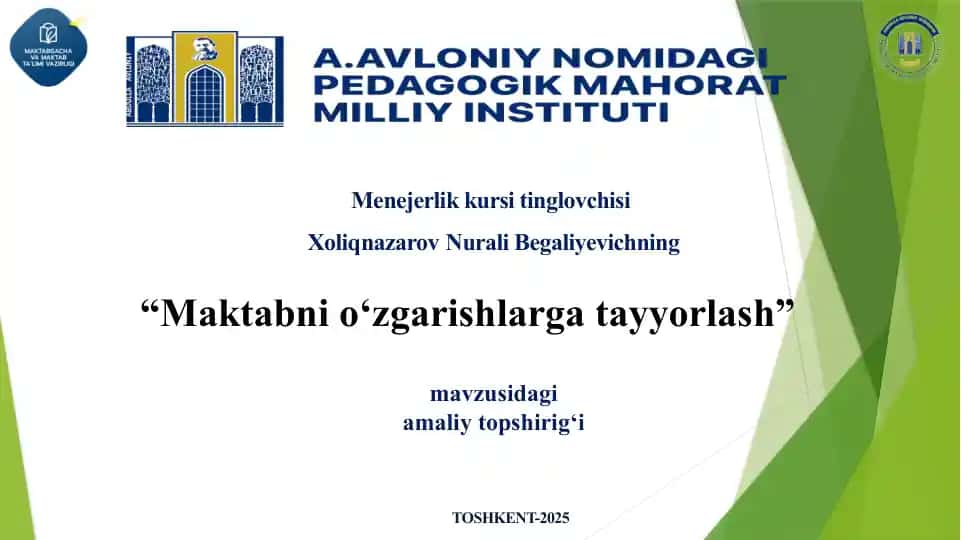 Maktabni o‘zgarishlar gatayyorlash
