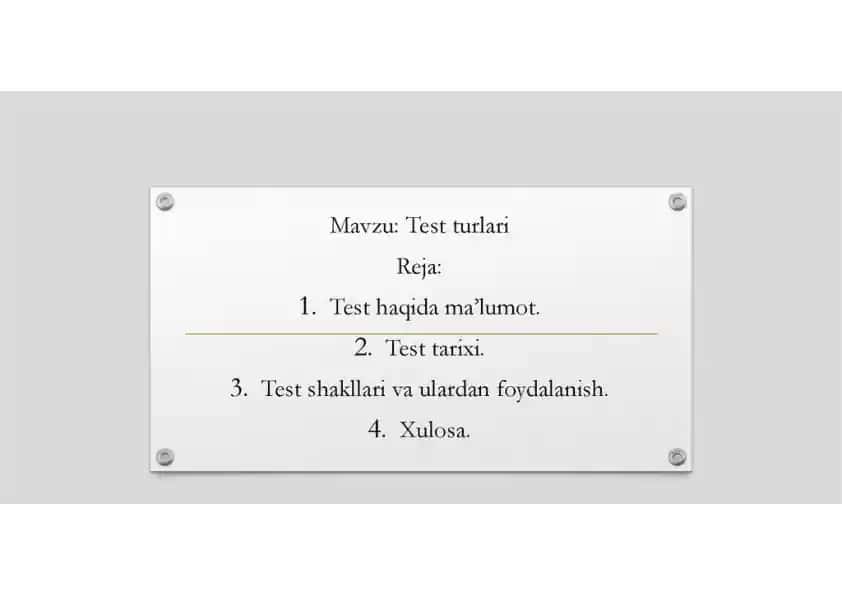 Test turlari