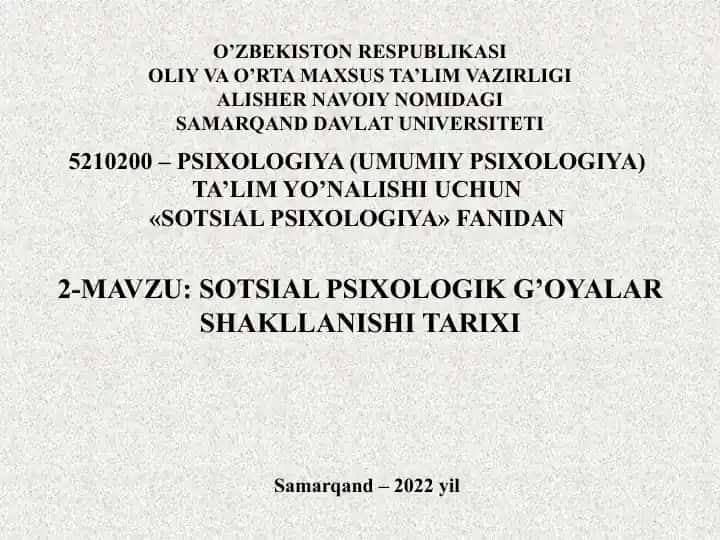 Sotsial Psixologiya fanidan maqola