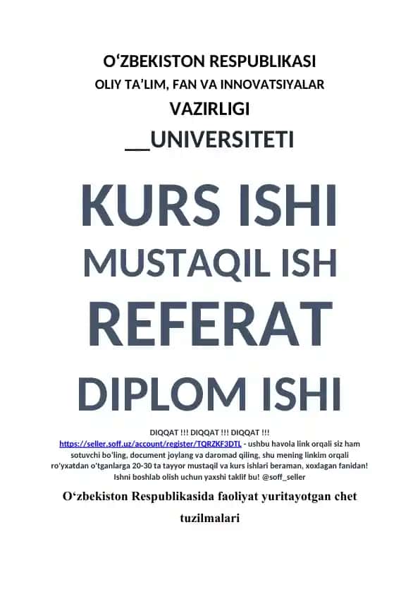 O‘zbekiston Respublikasida faoliyat yuritayotgan chet tuzilmalari haqida