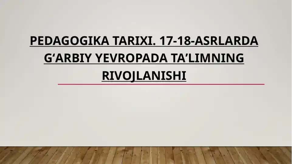 G'arbiy yevropada ta'limning rivojlanishi