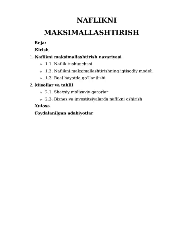 Naflikni maksimallashtirish