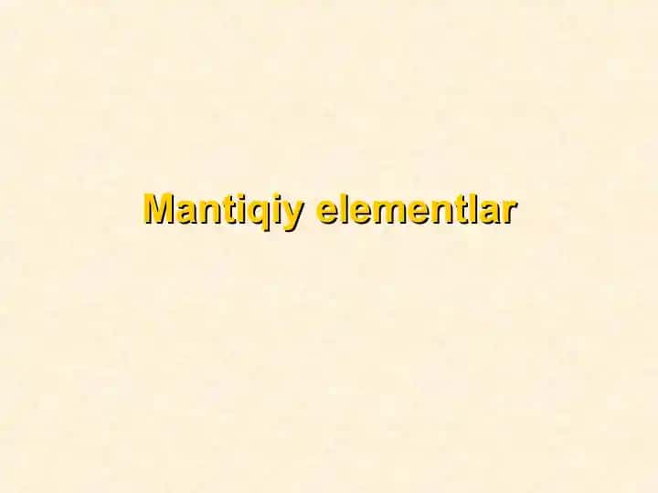 Mantiqiy elementlar