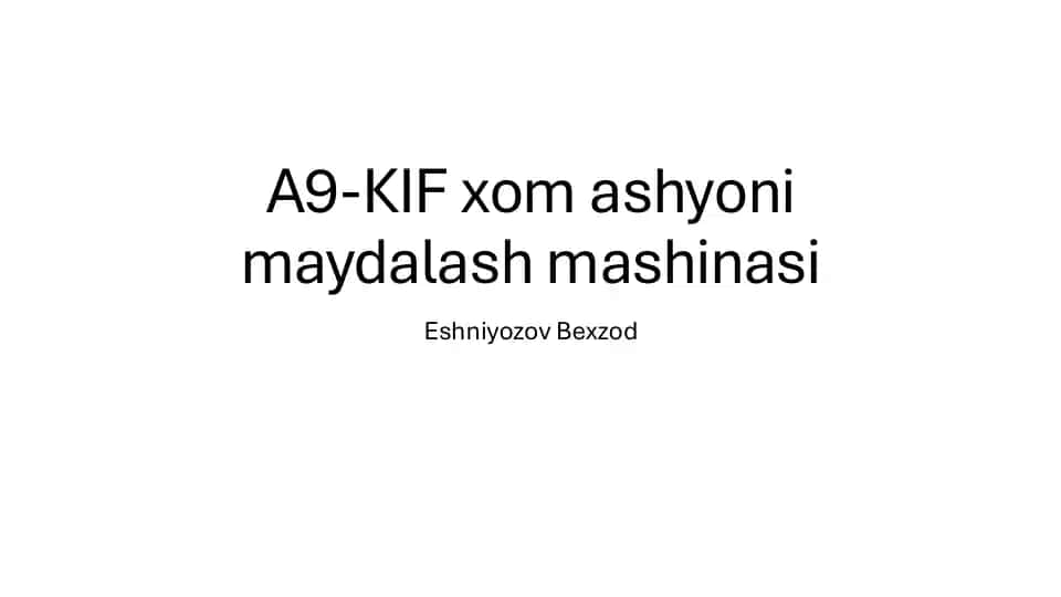 A9-KIF xom ashyoni maydalash mashinasi