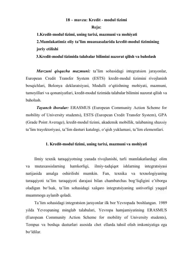 Kredit - modul tizimi