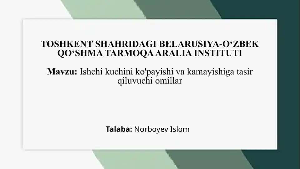Ishchikuchini ko'paytirish va kamaytirish