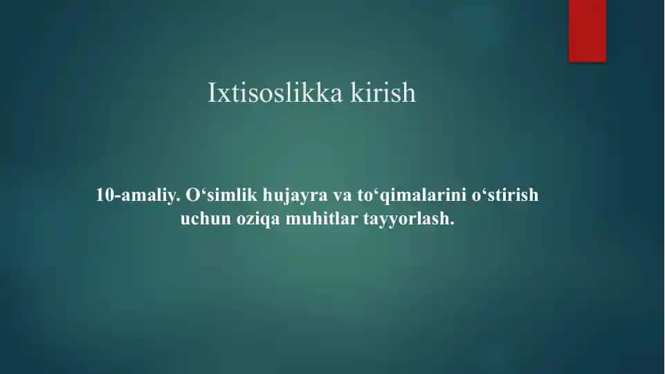 O'simlik hujayra va to'qimalarini o'stirish