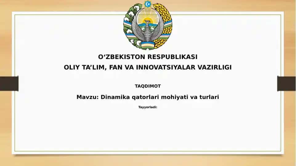 Dinamika qatorlari va turlari