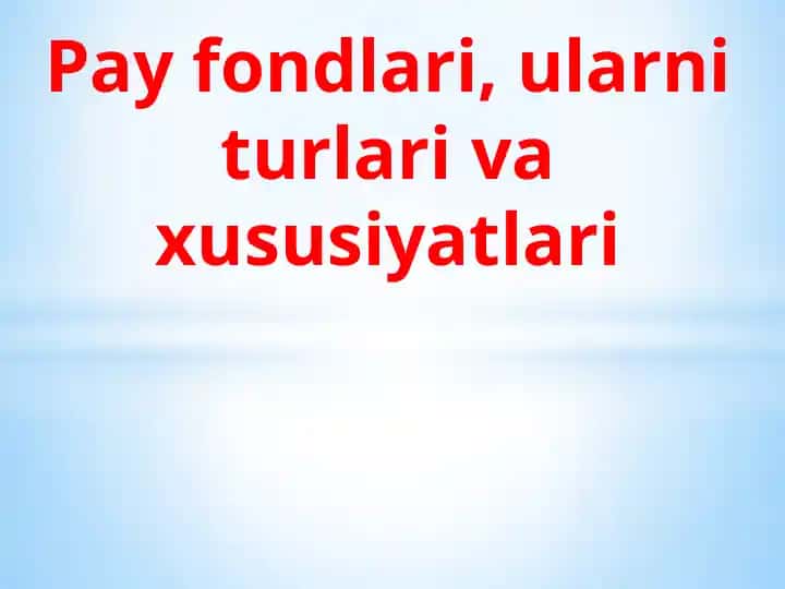 Pay fondlari, ularning turlari va xususiyatlari