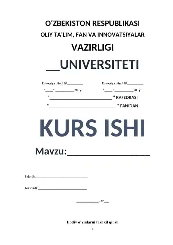 Ijodiy o‘yinlarni tashkil qilish