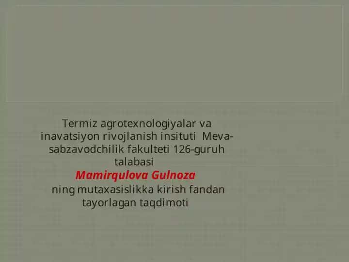 Qishloq xo‘jalik mahsulotlarini saqlash va dastlabki qayta ishlashning ahamiyati
