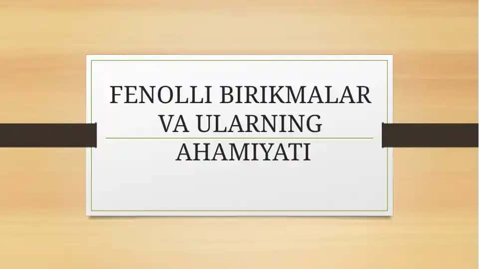 Fenolli birikmalar