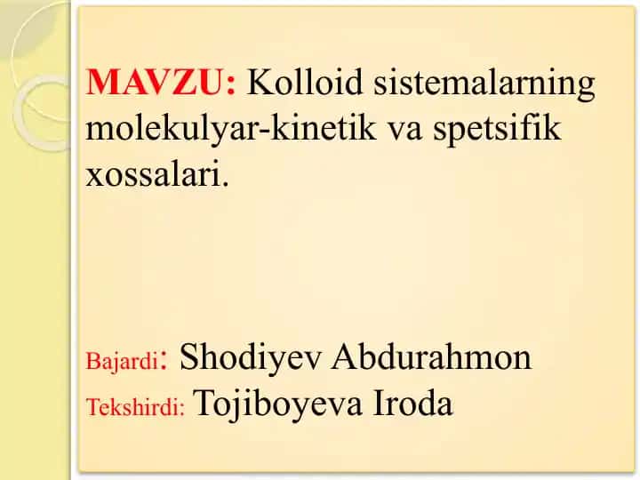 Kolloid eritmalar nima?