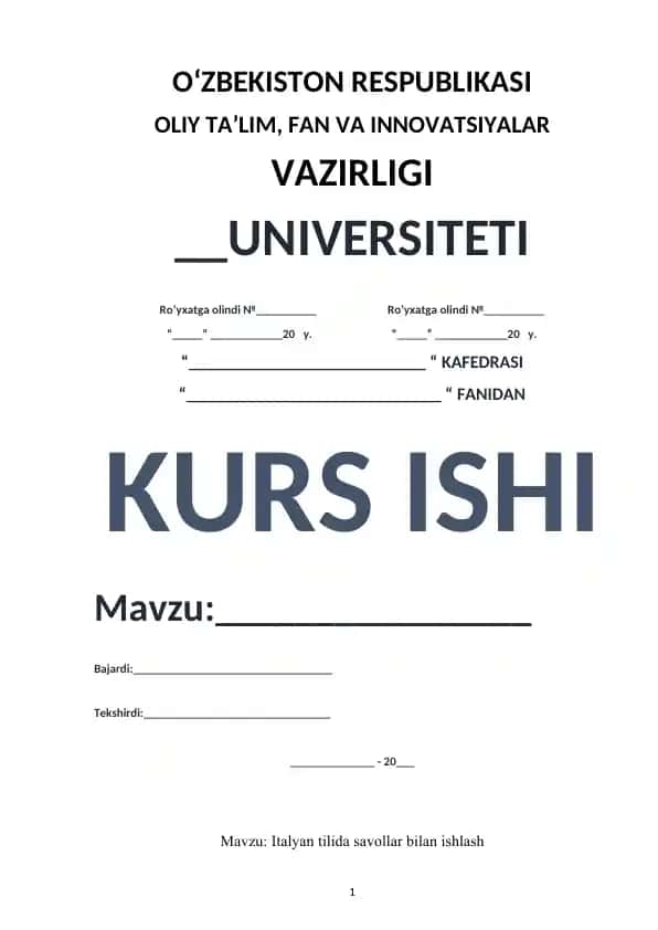 Italyan tilida savollar bilan ishlash kurs ishi