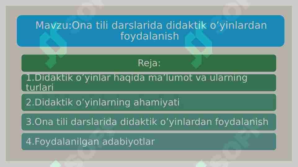 Ona tili darslarida didaktik o’yinlardan foydalanish