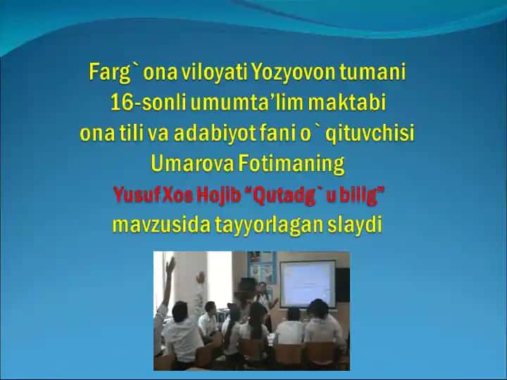 Yusuf Xos Hojib “Qutadg* u bilig”