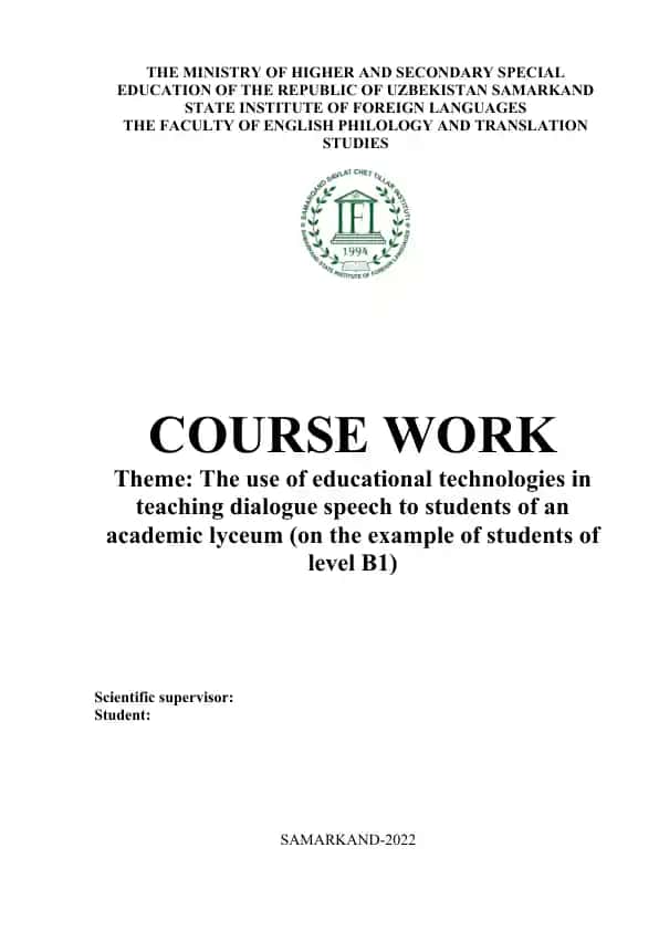 The use of educational technologies in teaching dialogue speech to students of an academic lyceum (on the example of students of level B1)