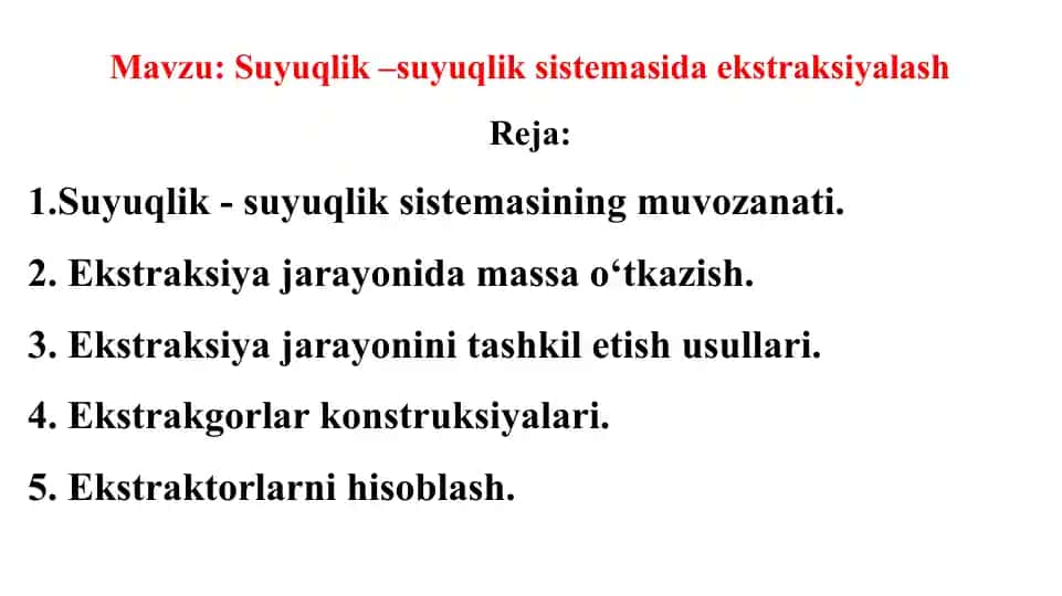 Suyuqlik –suyuqlik sistemasida ekstraksiyalash