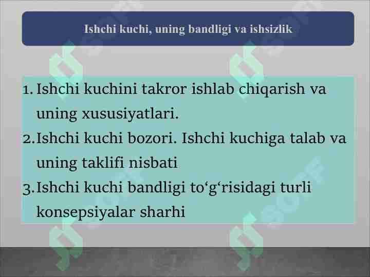 Ishchi kuchi, uning bandligi va ishsizlik