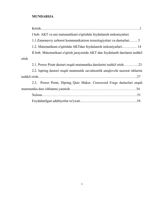 Matematikani o'qitishda Akt va dasturlar