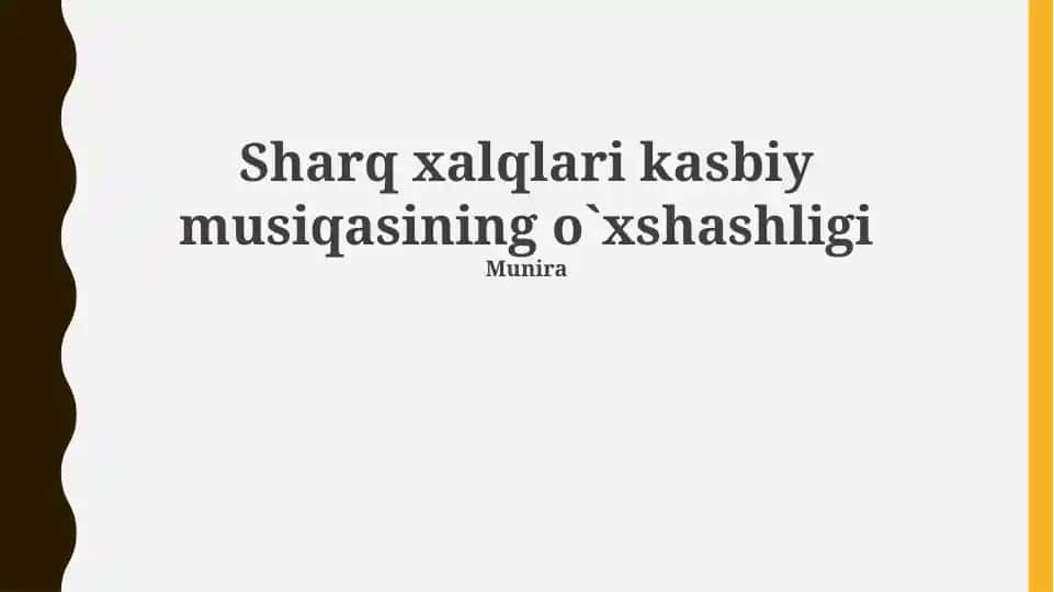 Sharq xalqlari kasbiy musiqasining o`xshashligi