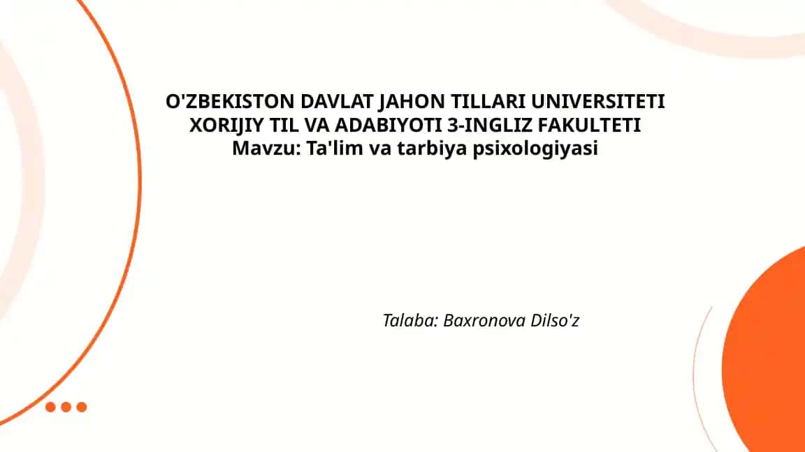 Ta'lim va tarbiya psixologiyasi