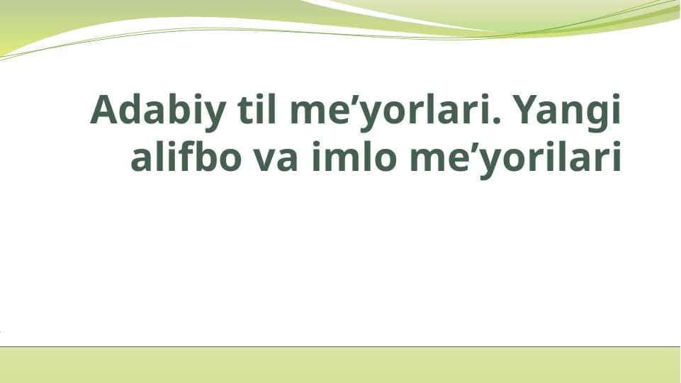 Adabiy til meʼyorlari. Yangi alifbo va imlo meʼyorlari