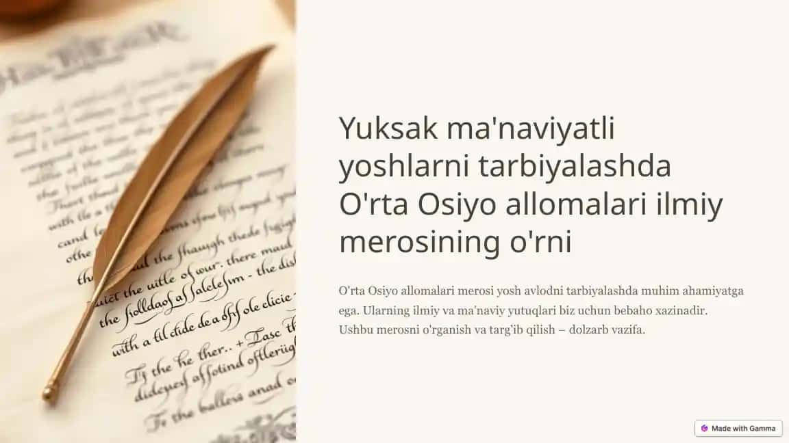 O'rta Osiyo allomalari ilmiy merosining o'rni