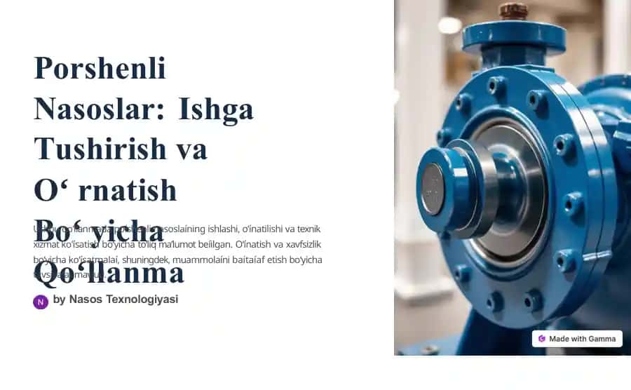 Porshenli Nasoslar: Ishga Tushirish va Oʻrnatish Boʻyicha Qoʻllanma