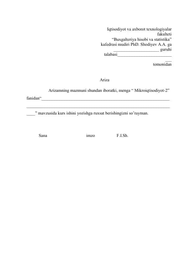 Kurs ishi "Mikroiqtisodiyot-2" fanidan