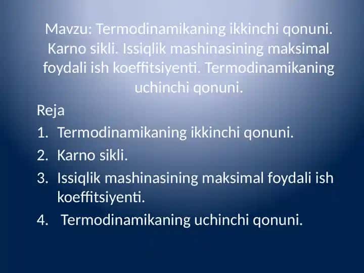 Termodinamika ma'ruzalar